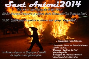 Cartel de la Revetla de Sant Antoni 2014 prevista en Pòrtol