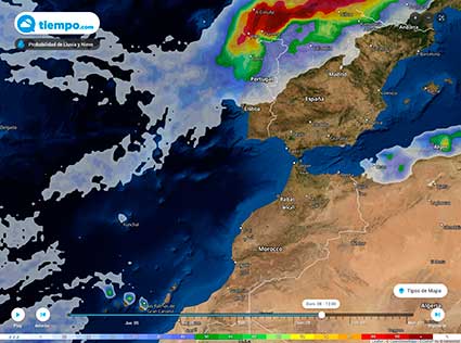 El-domingo-será-el-día-con-mayor-riesgo-de-precipitaciones,-concentrándose-en-el-noroeste-peninsular-y-norte-de-Canarias,