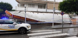 DANA en Cavià: cae el techo de un estanco y hay problemas de tráfico